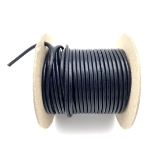 Lederband rund mit Kern, Ø 4 mm, schwarz