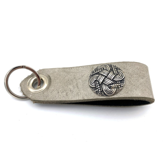 Schlüsselanhänger Leder 11,5 x 3,3 cm Vintage Grau /  Celtic Ornament