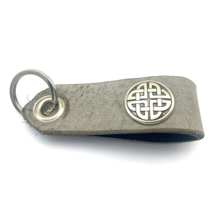 Schlüsselanhänger Leder 10,5 x 3,3 cm Vintage Grau /  Celtic Ornament
