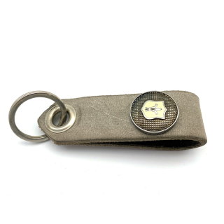 Schlüsselanhänger Leder 9,5 x 2,8 cm Vintage Grau /  Ornament