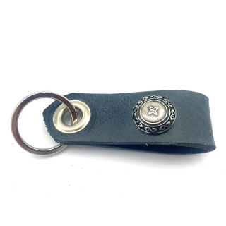 Schlüsselanhänger Leder 8,5 x 2,5 cm Vintage Grau / Ornament