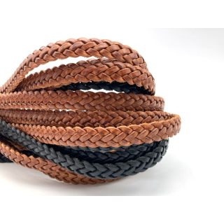 Lederband flach geflochten 11 mm, verschiedene Farben