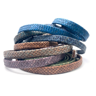 Lederband flach geflochten 17-20  mm, verschiedene Farben
