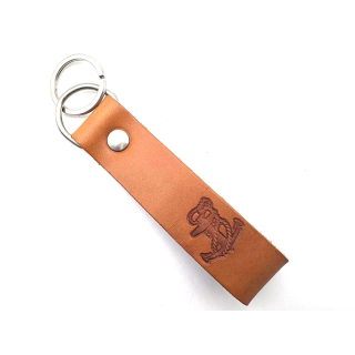 Schlüsselanhänger Handmade aus Leder natur, geprägt mit Anker