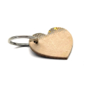 Schlüsselanhänger Leder Herz beige/gold, mit...