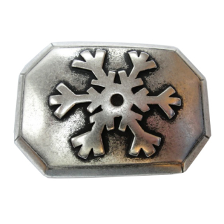 Koppel-Gürtelschnalle " Schneeflocke" 40 mm, altsilber poliert