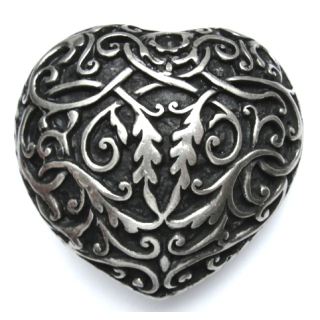 Motiv-Koppel-Gürtelschnalle "Heart" 40 mm, altsilber poliert