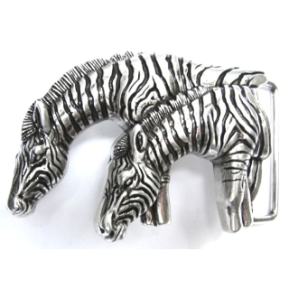 Motiv-Koppel-Gürtelschnalle "Zebras" 40 mm, versilbert