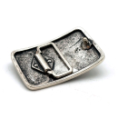 Motiv-Koppel-Gürtelschnalle "Totenkopf" 40 mm, altsilber poliert