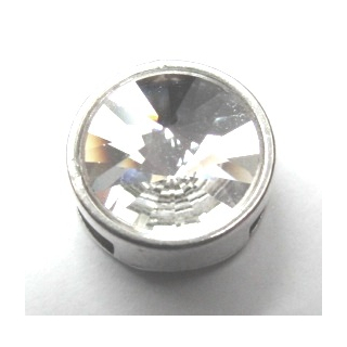 Schlaufzierteil 6 mm, versilbert mit Strass Chrystal