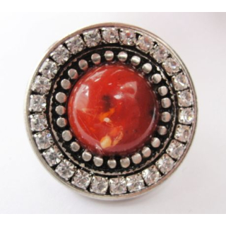 Nietzierteil Ø 35 mm, altsilber poliert mit Stein rot und Strass Chrystal