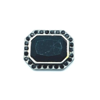 Nietzierteil 25 x 20 mm altsilber mit Strass schwarz/ Stein schwarz matt