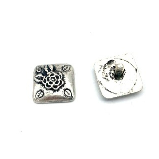 Nietzierteil "Rose" 13 x 13 mm, altsilber