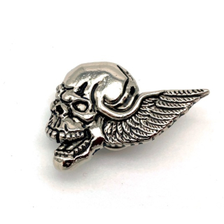 Zierteil zum Schrauben "Wings & Skull rechts", altnickel