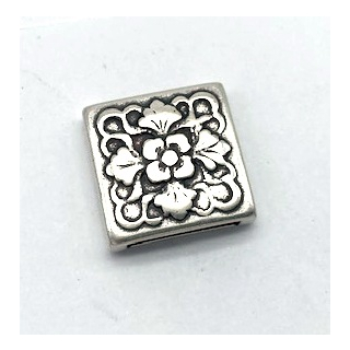 Schlaufzierteil "Fliese" 13 mm, versilbert