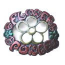 Koppel-Gürtelschnalle "Flower- Power" 38...