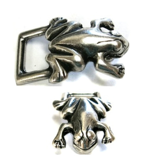 Motiv-Koppel-Gürtelschnalle "Frosch" 10 mm, altsilber poliert