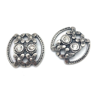 Schlaufzierteil "Blumenbrücke" 20 mm, altnickel mit Strass Chrystal