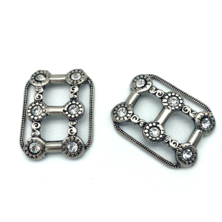 Schlaufzierteil "Leiter" 30 mm, altsilber poliert mit Strass Chrystal