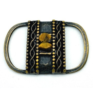 Schlaufzierteil "Orient" 25 mm, altmessing mit Bernsteinpaar