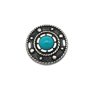 Schlaufzierteil "Concha Indianisch" 4 mm, altsilber mit Stein türkis