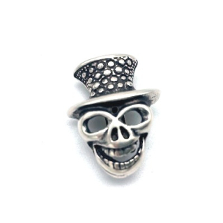 Schlaufzierteil "Skull mit Zylinder" 13 mm, versilbert
