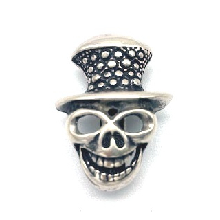 Schlaufzierteil "Skull mit Zylinder" 20 mm, versilbert