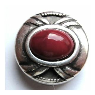 Schlaufzierteil "Indianisch rot" 13 mm, versilbert mit Stein rot