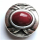 Schlaufzierteil "Indianisch rot" 13 mm, versilbert mit Stein rot