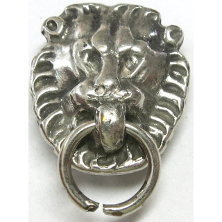 Schlaufzierteil "Löwe mit Ring" 13 mm, versilbert