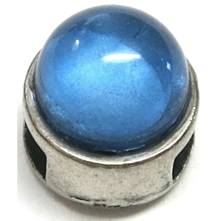 Schlaufzierteil 6 mm, versilbert mit Stein hellblau