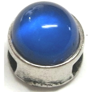 Schlaufzierteil 6 mm, versilbert mit Stein blau