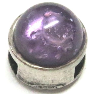 Schlaufzierteil 6 mm, versilbert mit Stein violett