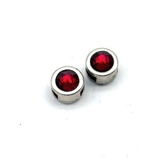 Schlaufzierteil 5 mm, versilbert mit Strass rot