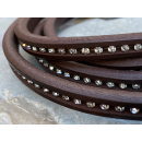 Lederband / Lederriemen oval mit Strass 10 x 6 mm...