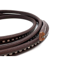 Lederband / Lederriemen oval mit Strass 10 x 6 mm dunkelbraun