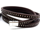 Lederband / Lederriemen oval mit Strass 10 x 6 mm dunkelbraun