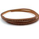 Lederband / Lederriemen oval mit Strass 10 x 6 mm natur