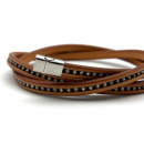 Lederband / Lederriemen oval mit Strass 10 x 6 mm natur
