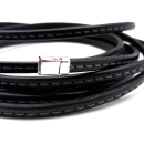 Lederband / Lederriemen  oval 10 x 6 mm schwarz