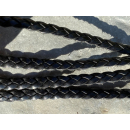 Lederband flach geflochten 6 mm, schwarz
