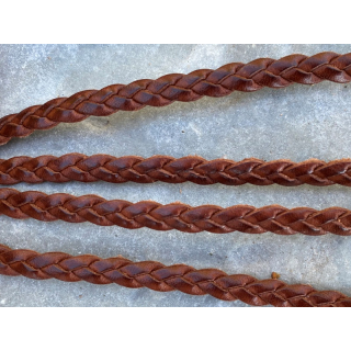 Lederband flach geflochten 6 mm, cognacbraun