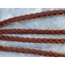 Lederband flach geflochten 6 mm, cognacbraun