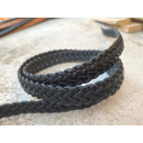 Lederband flach geflochten 15 -17 mm, schwarz