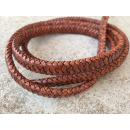 Lederband flach geflochten 11 mm, antik rotbraun