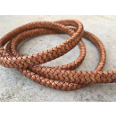Lederband flach geflochten 11 mm, antik camelbraun