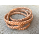 Lederband flach geflochten 10 mm, naturbraun