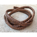 Lederband flach geflochten 10 mm, antik dunkelbraun