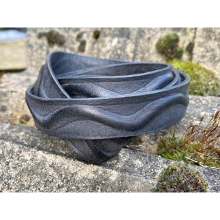 Rindlederband flach mit Prägung "Welle" 20 mm, grau
