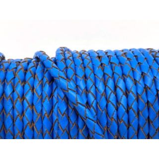 Boloband Rindleder mit Kern 4 mm, himmelblau